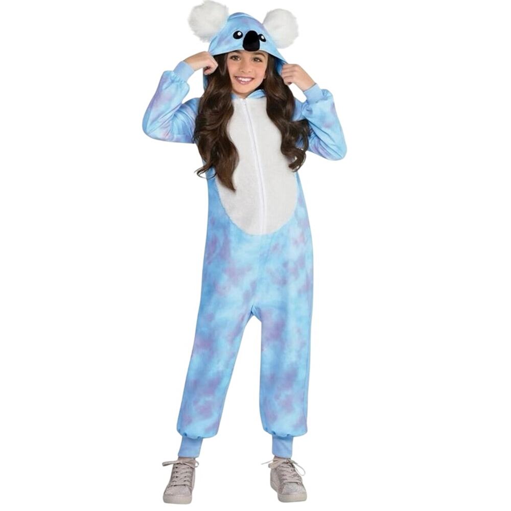 Amscan Kids Blue Koala Zipster Costume Small 4-6 girls Wild Cozy Hooded Jumpsuit